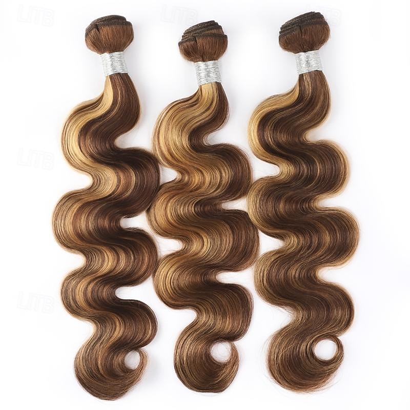 3 Bundles Hair Weaves Piano color P4/27 Body Wave Human Hair Extensions Human Hair Bundle Hair 10-28 inch For Black Women2