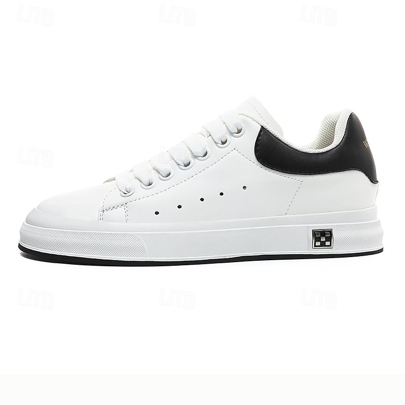 Men's Classic White Low-Top Sneakers with Black Heel Accent: Perfect for Daily Wear and Casual Outings3