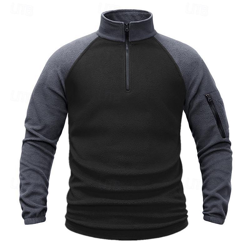 Men's Hiking Fleece Jacket Winter Outdoor Patchwork Soft Comfortable Warm Warm Tactical Jacket Sport Fleece Hooded Jacket Winter Adventure Jacket Climbing Camping / Hiking / Caving Traveling Dark2