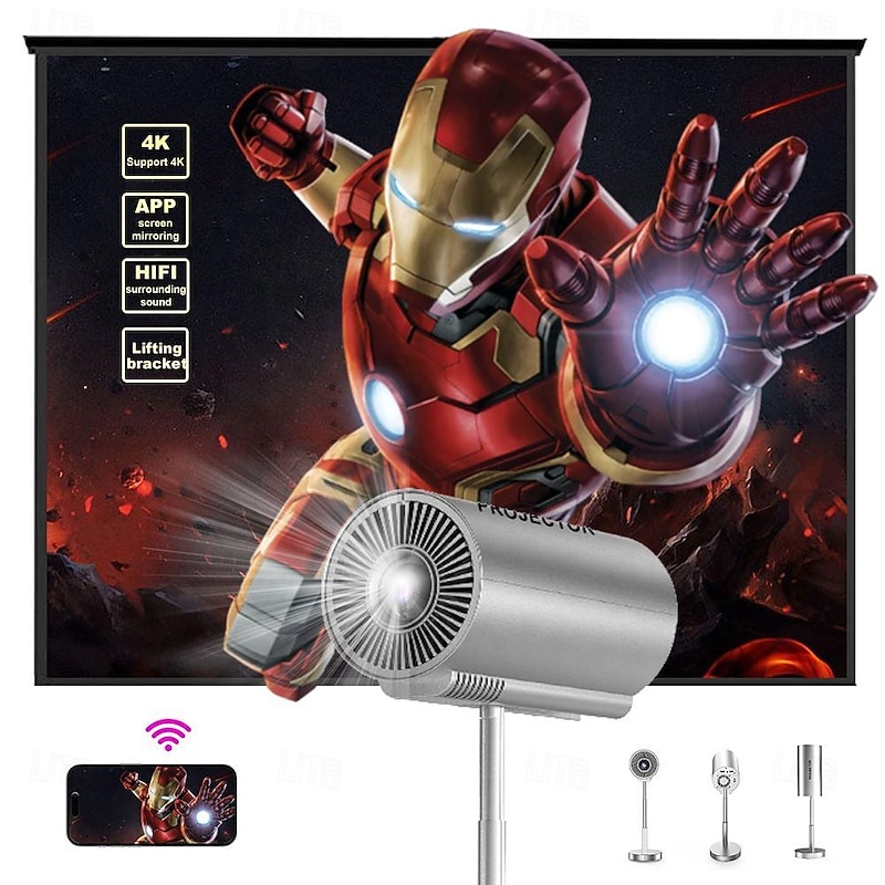 Factory Outlet TS-3 LED Projector Built-in speaker Mini Handheld Pocket Portable Auto focus WIFI Projector 720P (1280x720) 2000 lm Android 9.0 Compatible with iOS and Android HDMI USB2