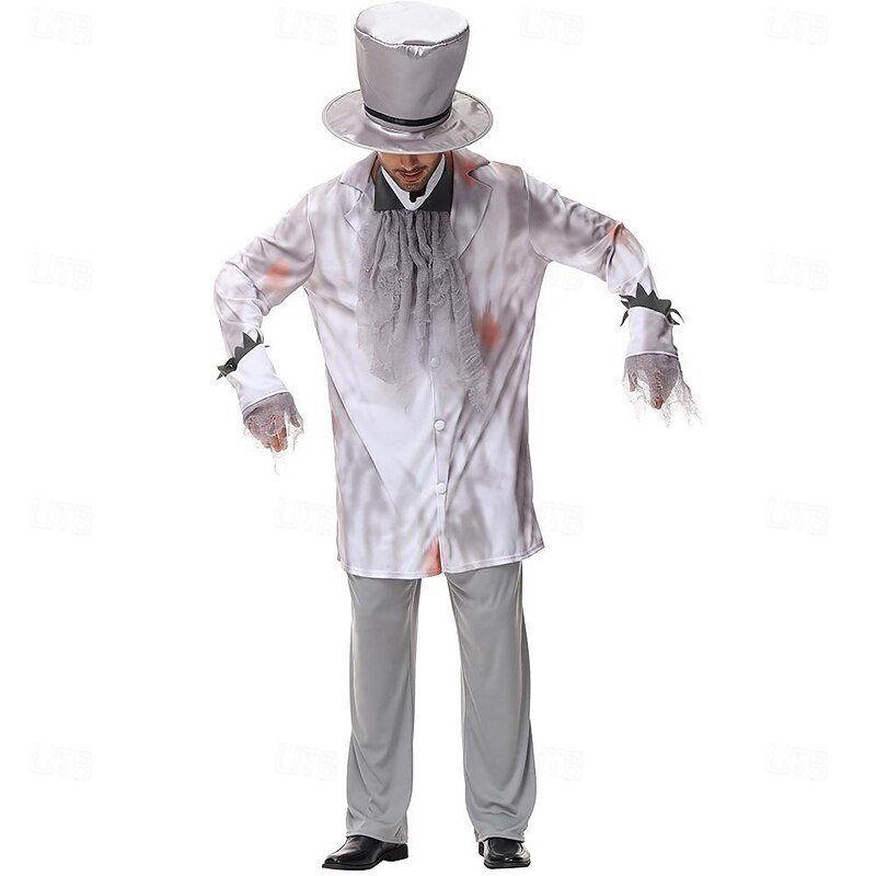 Zombie Ghost Bride Halloween Fancy Costume Halloween Group Couples Costumes Outfits Cosplay Adults' Couple's Men's Women's Halloween Carnival Performance Party Easy Halloween Costumes Dress Up3