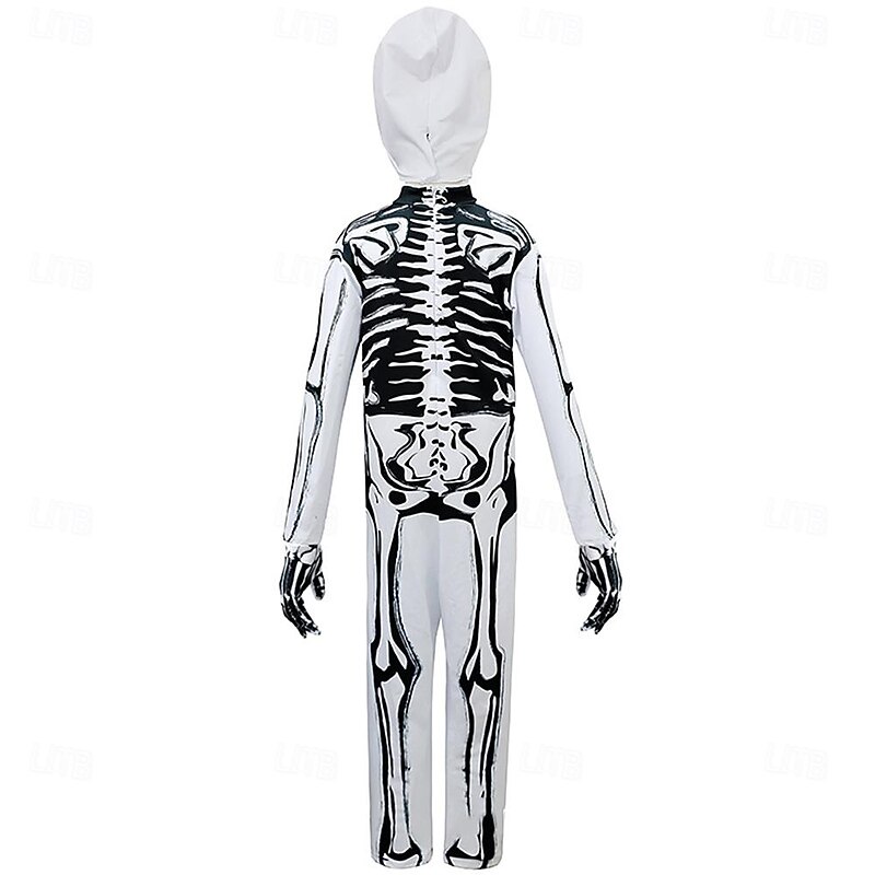 Skeleton Skull Halloween Cosplay Costume One Piece Kid's Boys' Girls' Halloween Masquerade Halloween Masquerade Easy Halloween Costumes Dress Up3