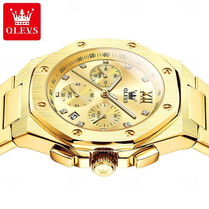 OLEVS Men Quartz Watch Fashion Casual Business Wristwatch Luminous Calendar Waterproof Decoration Steel Watch2