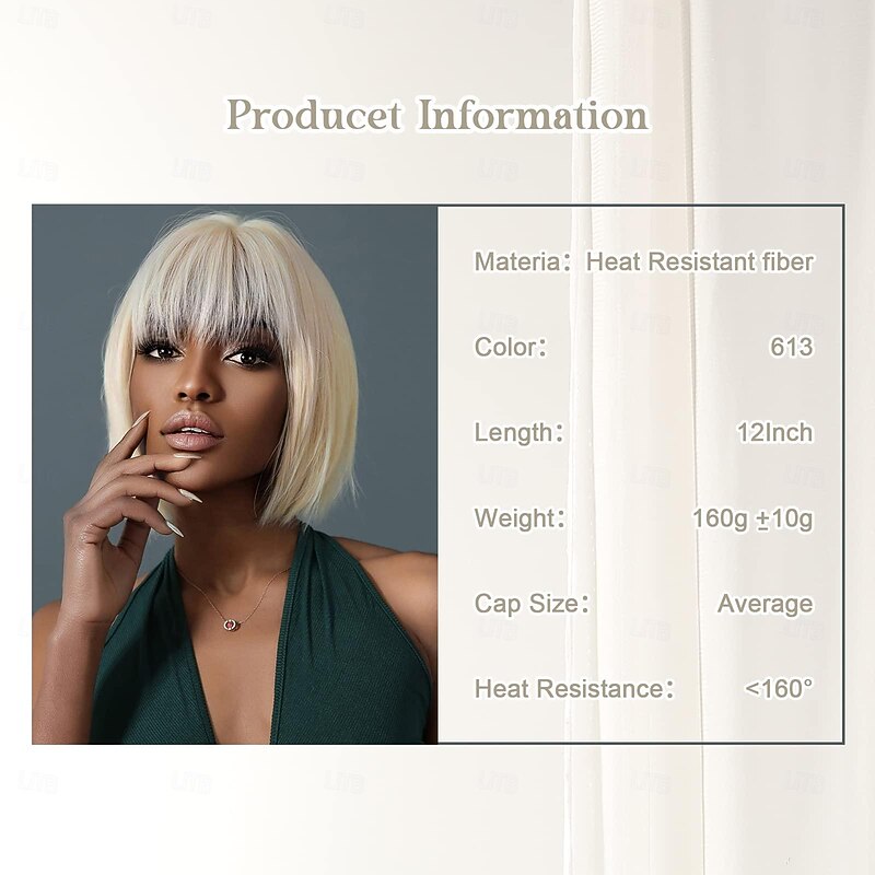 Bob Wigs for Women Bob Wig With Bangs Super Soft and Easy to Wear Straight Bob Wig, Colorful Synthetic Wig for Daily, Cosplay, Carnival2