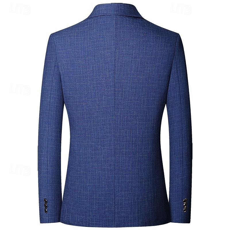 Men's Graduation Blazer Business Cocktail Party Wedding Party Without Dress Pants Fashion Casual Spring &  Fall Polyester Plain Pocket Buttons Comfortable Single Breasted Blazer Blue3