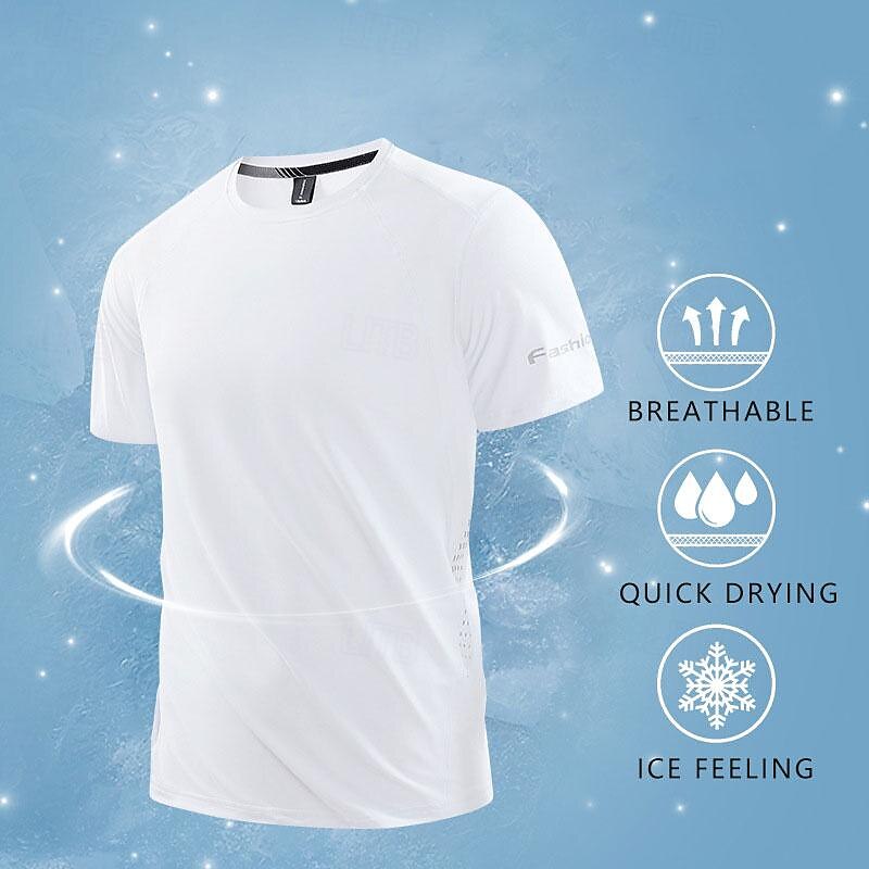 Men's T shirt Short Sleeve Crew Neck Tee Tshirt Muscle T-Shirt Short Sleeve Shirt Outdoor Quick Dry Workout Soft Sweat wicking Nylon Black White Blue Gym Climbing Camping / Hiking / Caving2