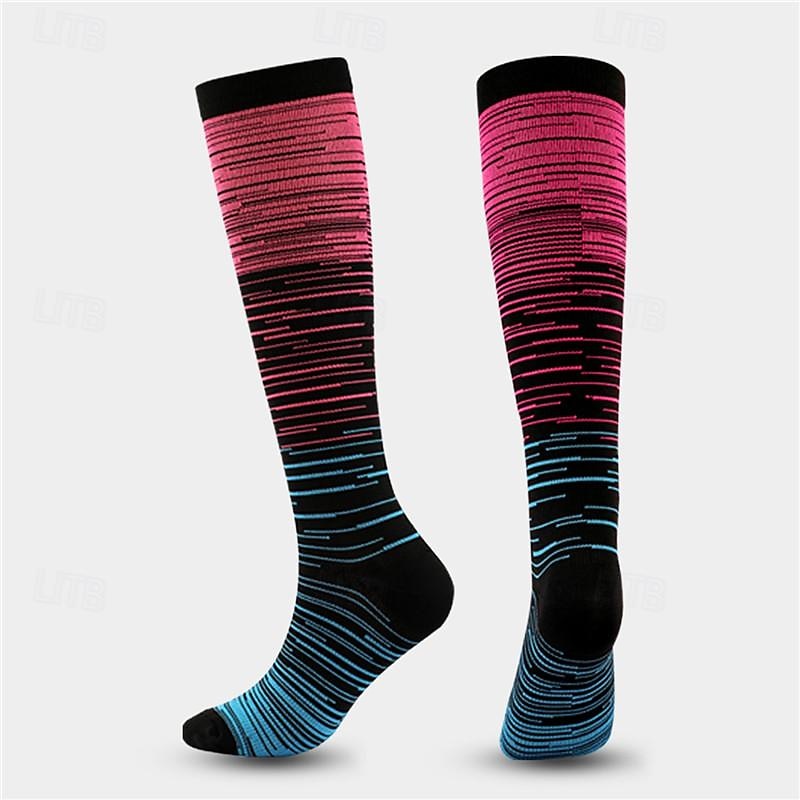 Compression Socks Athletic Sports Socks Running Socks 1 Pair Stripe Women's Tube Socks Breathable Sweat wicking Comfortable Gym Workout Basketball Running Jogging Cycling Sports Stripes Nylon Dark
