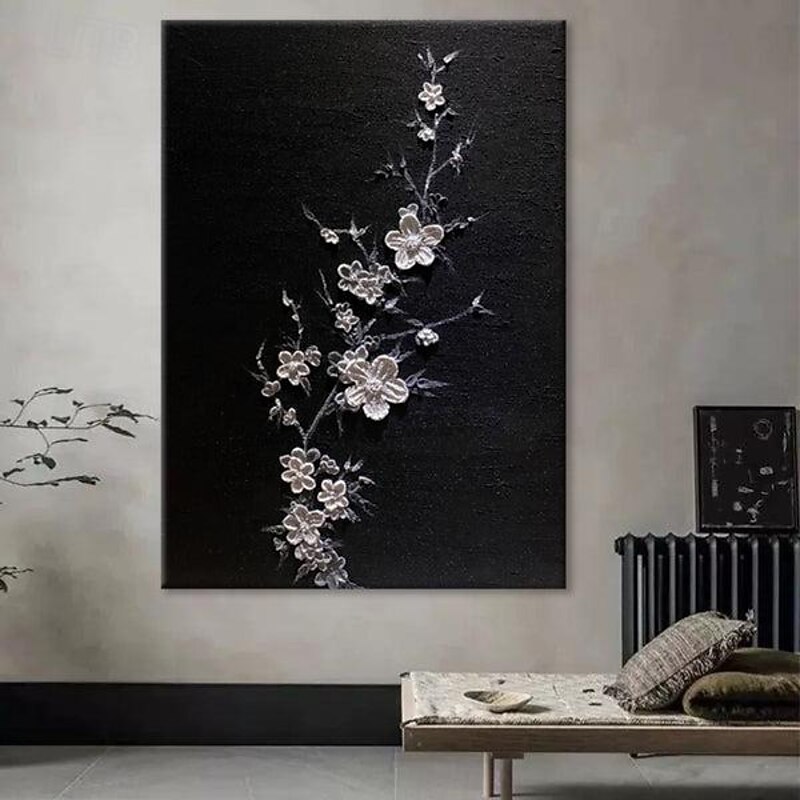 3D  Floral Textured oil painting handmade Wall Art Wabi-Sabi Minimalist Canvas painting hand painted Wall Decor flower painting for Living Room Floral Oil Painting Spring Decor Knife Painting3