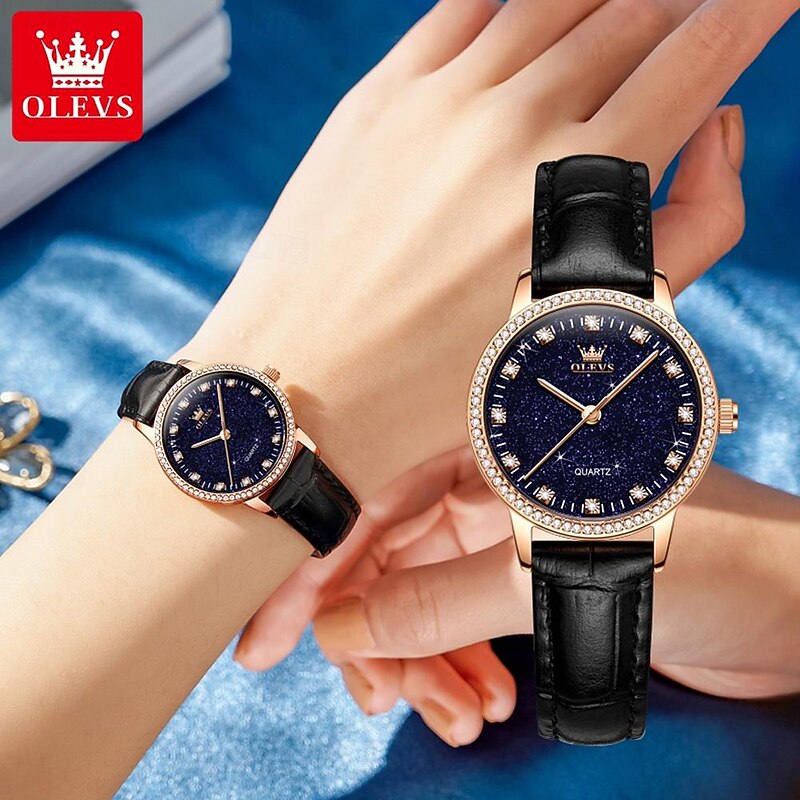 OLEVS Women Quartz Watch Fashion Casual Wristwatch Waterproof Decoration Leather Watch
