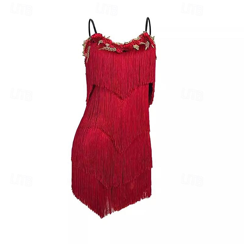 Latin Dance Dress Tassel Embroidery Women's Performance Training Sleeveless Rumba Salsa Samba Dance Costumes4