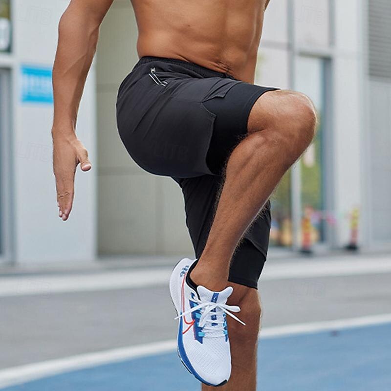 Men's Running Shorts Gym Shorts Sweat Shorts Pocket Drawstring 2 in 1 Elastic Waistband Shorts Outdoor Sports & Outdoor Athletic Quick Dry Soft Marathon Running Workout Tailored Fit Sportswear4