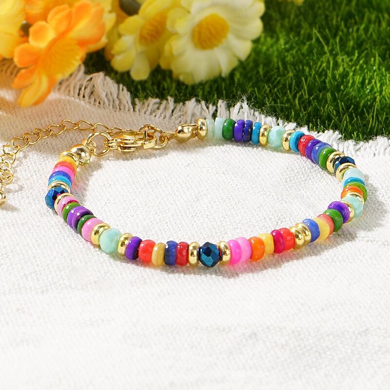 Multicolored Shell Handcrafted Bracelet, Exquisite Stacking Design for Womens Elegance - Perfect Spring & Summer Casual Wear4