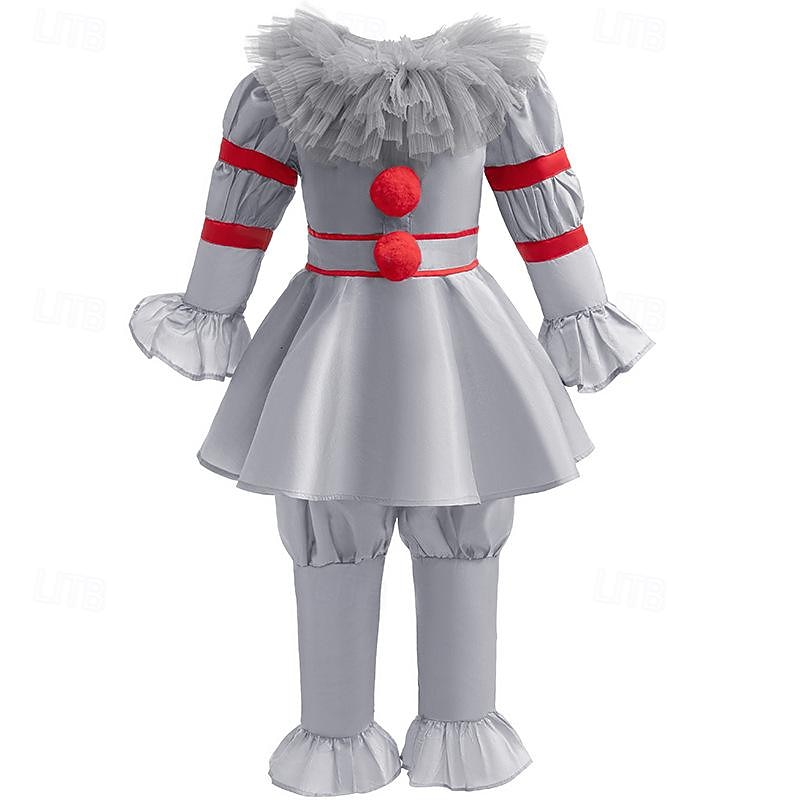 Clown Pennywise Halloween Dress Costume It Carnival Costume Scary Costume Kid's Girls' Carnival Performance Easy Halloween Costumes Dress Up2