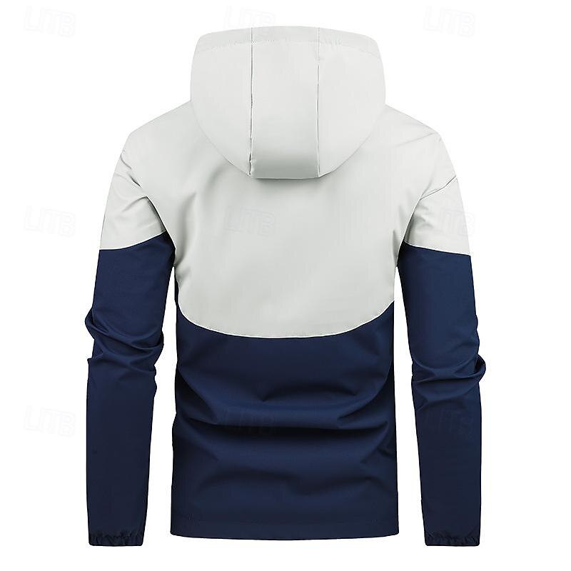 Men's Softshell Jacket Hiking Jacket Outdoor Color Block Windproof Water Resistant Hoodie Windbreaker Jacket Camping / Hiking / Caving Traveling Black Blue Green3