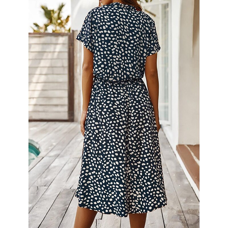 Women's Casual Dress Floral Button Print Shirt Collar Midi Dress Stylish Casual Daily Vacation Short Sleeve Summer2