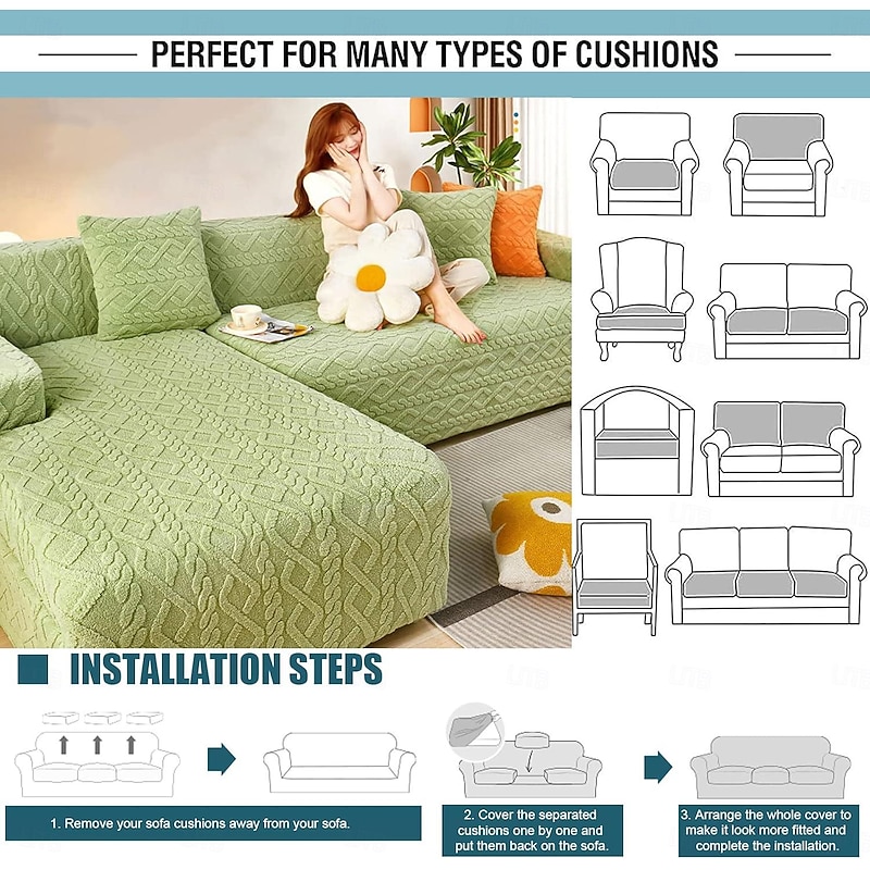 Thick Sofa Cover Couch Covers for Cushion Couch Sofa Slipcovers Couch Covers High Stretch Breathable Anti-pet Sofa Cover with Elastic Band2