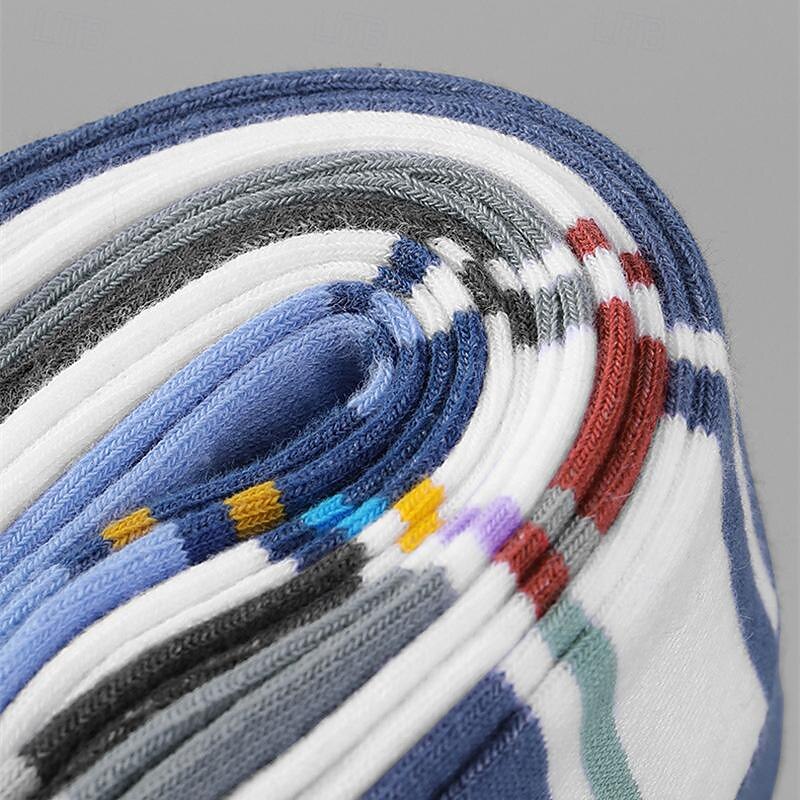 Men's 5 Pairs Multi Packs Socks Running Socks Casual Socks Rainbow Color Color Block Striped Sports & Outdoor Daily Vacation Basic Medium Spring Fall Fashion Casual3