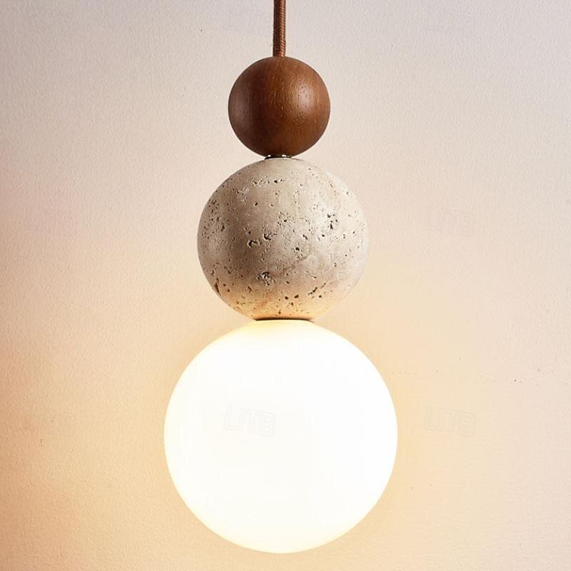 LED Pendant Light Warm White 11/50/70cm 1/2/3-Light Creative Stone Wood Mini Industrial Suspended Chandelier Glass G9 Ceiling Hanging Lamp for Kitchen Island Dining Room Bedroom 85-265V2