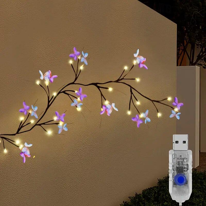 USB Power Willow Vine Light with Butterfly Artificial Tree Branch Light Home Decorations Outdoor Waterproof 8 Lighting Modes Fairy Light for Christmas Valentine's Day Home Mantle Fireplace Holiday Led3
