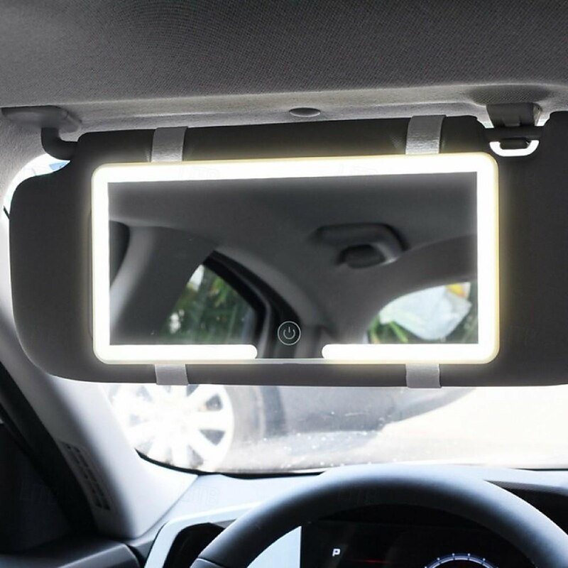Car Makeup Mirror with Lights Car Sun Visor Led Makeup Mirror with Adjustable 3 Light Color Finger Touch