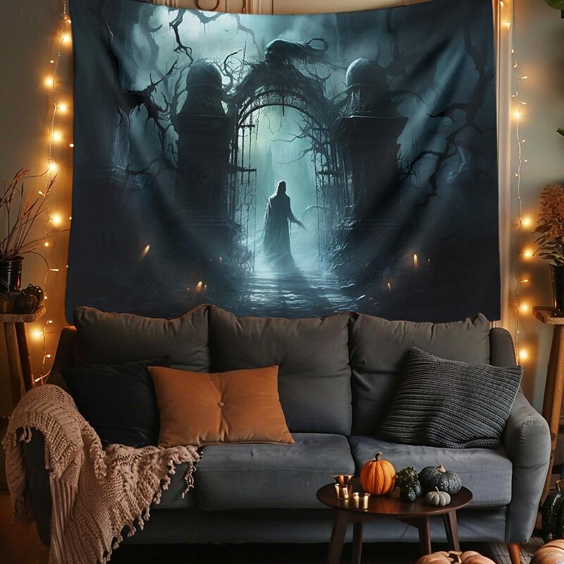 Halloween Decorations Graveyard Ghost Hanging Tapestry Wall Art Large Tapestry Mural Decor Photograph Backdrop Blanket Curtain Home Bedroom Living Room
