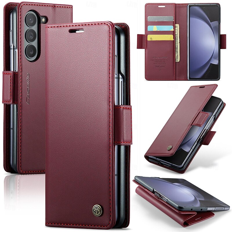Phone Case For Samsung Galaxy Z Fold 6 Z Fold 5 Wallet Case Card Slot Shockproof Retro4