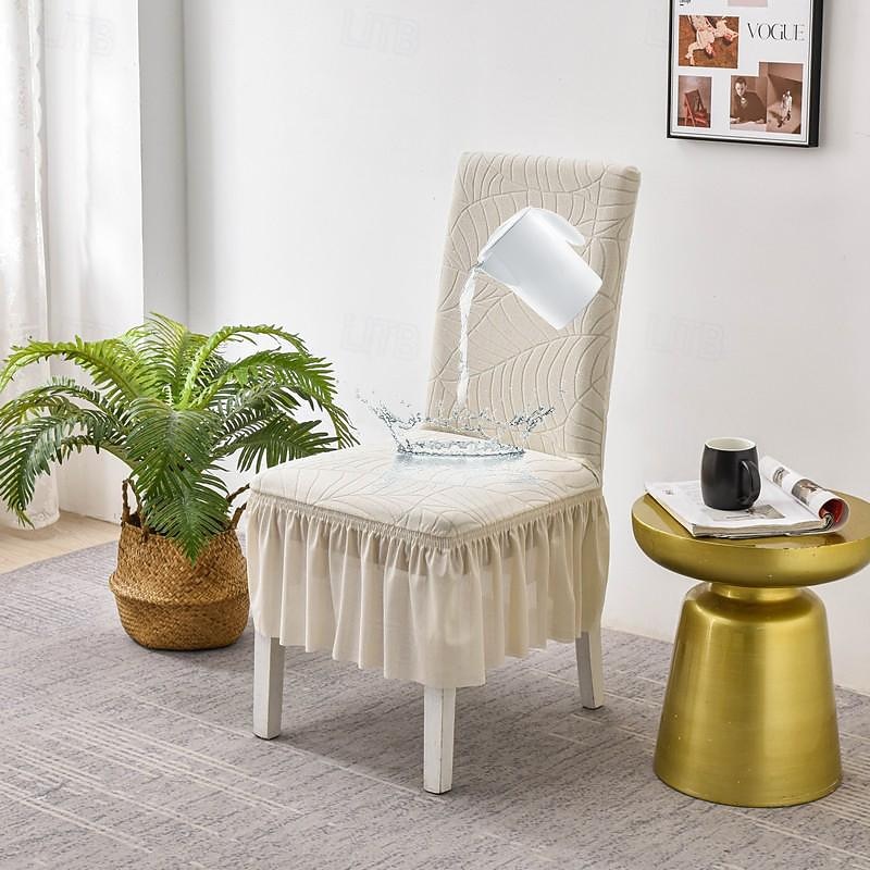 Water Resistant Adjustable Chair Covers Set Dining Room Stretch Jacquard Spandex Seat Slipcover Removable High Back Chairs Cover3
