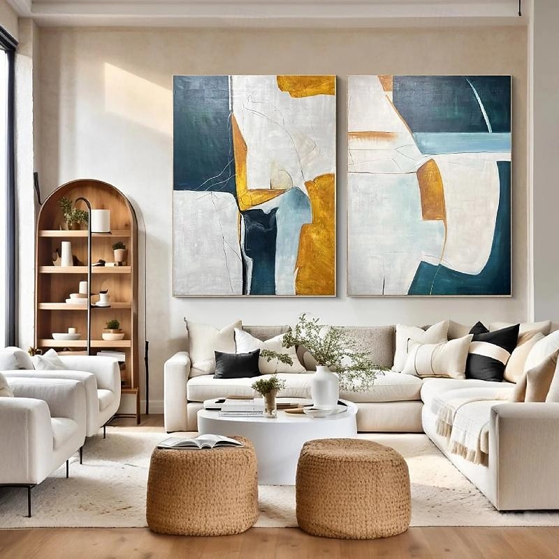 Abstract Painting handmade  Large oil painting Wall Art Abstract Painting on Canvas handmade Blue Painting White Texture Painting Milimalist Art for living room art