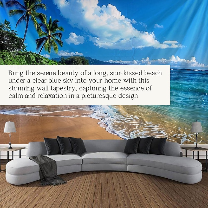 Beach Island Hanging Tapestry Wall Art Large Tapestry Mural Decor Photograph Backdrop Blanket Curtain Home Bedroom Living Room Decoration2