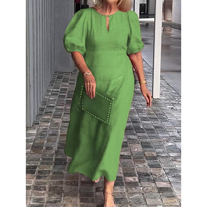 Women's Black White Red Summer Spring Maxi Dress Casual Dress Formal Dress Basic Modern Casual Daily Weekend Loose Fit Plain Stand Collar3