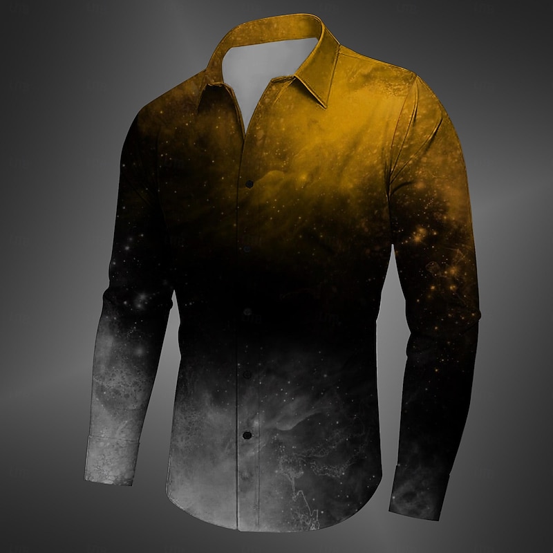 Men's Gothic Horror Halloween Costumes Shirt Button Up Shirt Long Sleeve Casual Dark Business Daily Fall Winter Spring & Summer Turndown Shirt Collar Button Up 3D Print Yellow Red Blue Purple Green - Main Image