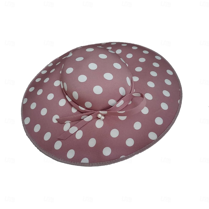 Hats Fiber Bowler / Cloche Hat Sun Hat Top Hat Wedding Tea Party Elegant Cute With Bowknot Polka Dot Headpiece Headwear4