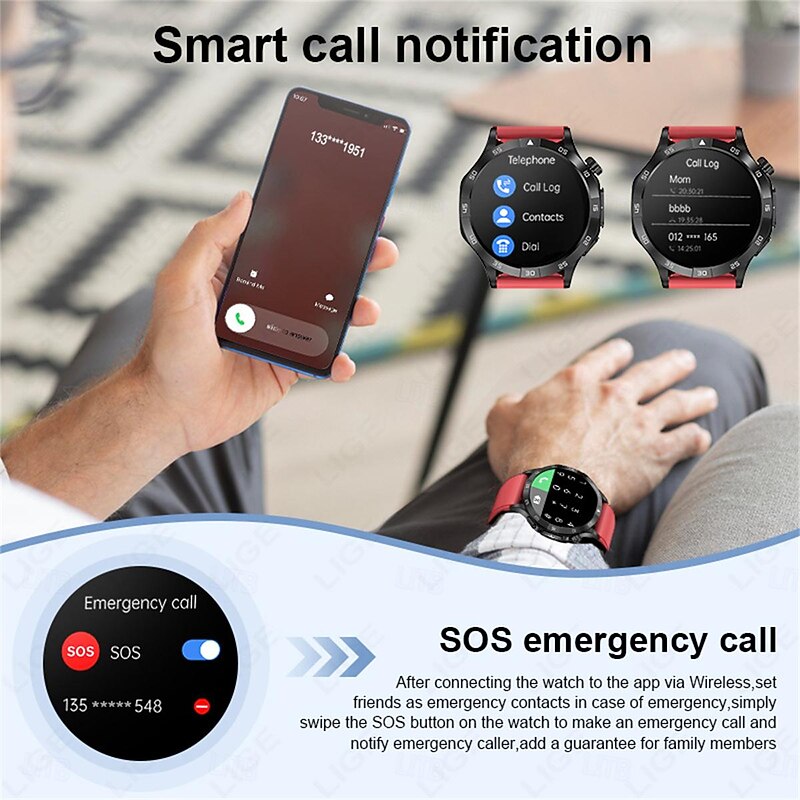 ET381 Smart Watch 1.43 Inch Amoled HD Screen Bluetooth Answer/Make Call ECG Blood Pressure Health Monitoring SOS Fitness Tracker4