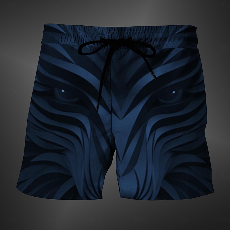 Men's Animal Optical Illusion 3D Print Swim Trunks Swim Shorts Board Shorts Mid Waist Fashion Streetwear Designer Casual Daily Holiday Pocket Drawstring Elastic Waist Designer Clothing Apparel4