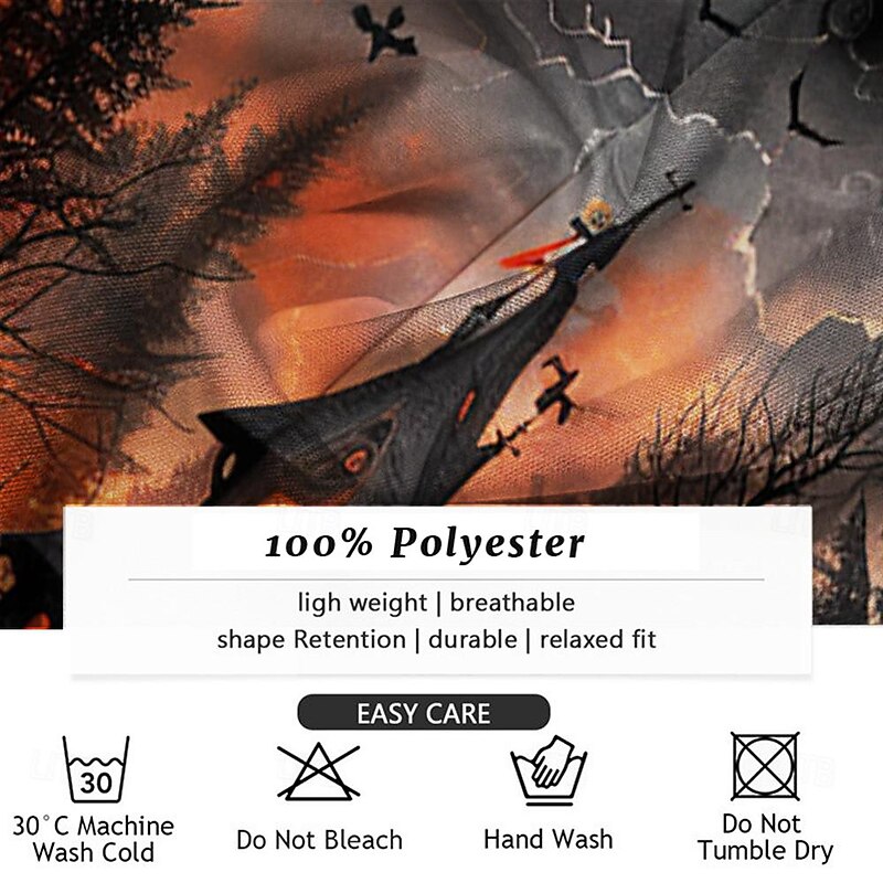 Halloween Men's Gothic Horror Castle Halloween Costumes Shirt Button Up Shirt Long Sleeve Casual Dark Party Evening Wear Fall Winter Spring & Summer Turndown Shirt Collar Button Up 3D Print Orange3