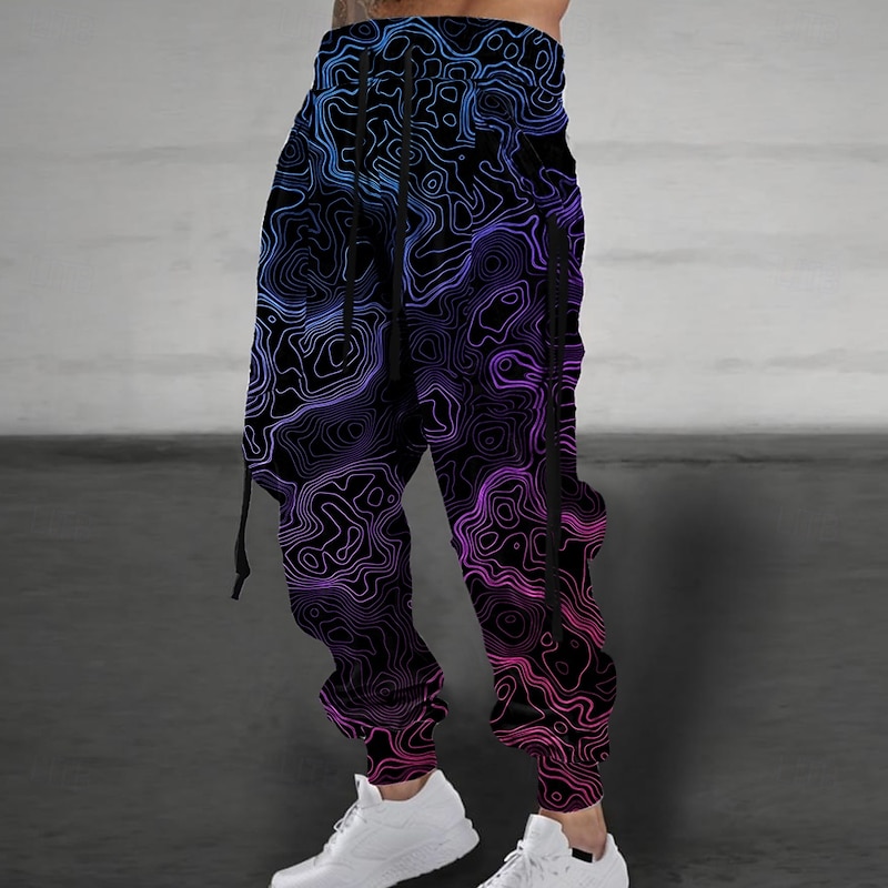 Men's Graphic Sweatpants Joggers Pants Trousers Mid Waist Drawstring Elastic Waist Casual Outdoor Street Dailywear Pocket Spring Fall Winter 3D Print Black