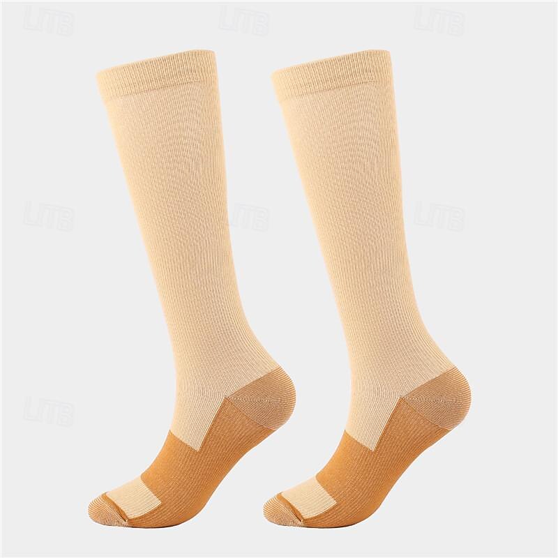 Compression Socks Athletic Sports Socks Running Socks 1 Pair Color Block Women's Tube Socks Breathable Sweat wicking Comfortable Gym Workout Basketball Running Jogging Cycling Sports Color Block Nylon3
