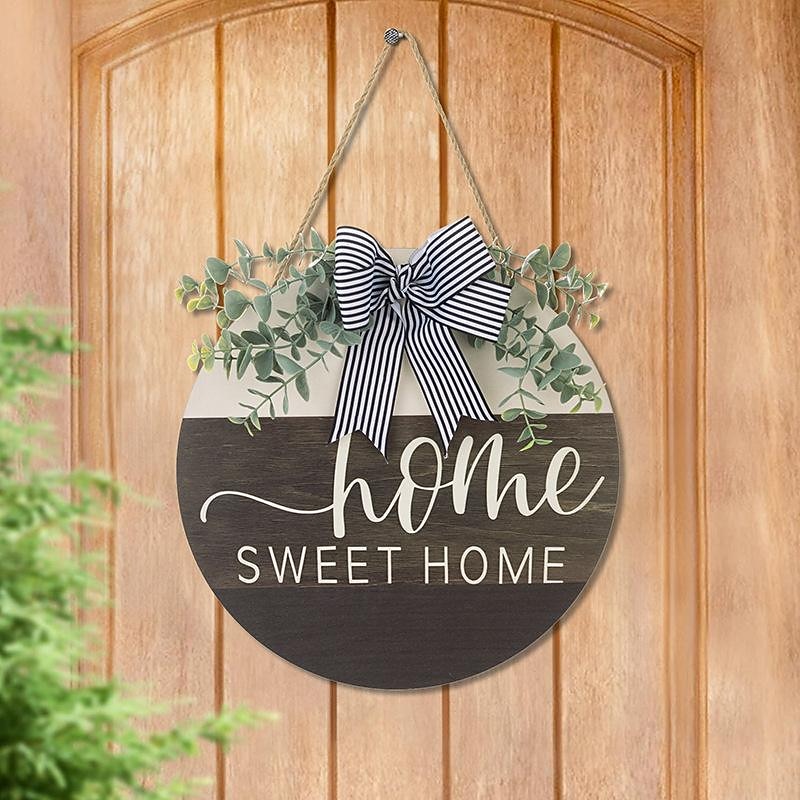 Welcome Sign for Front Door Wreath Decorations for All Seasons Front Porch Decor Hanging Gift for Farmhuose Home Outdoor Indoor