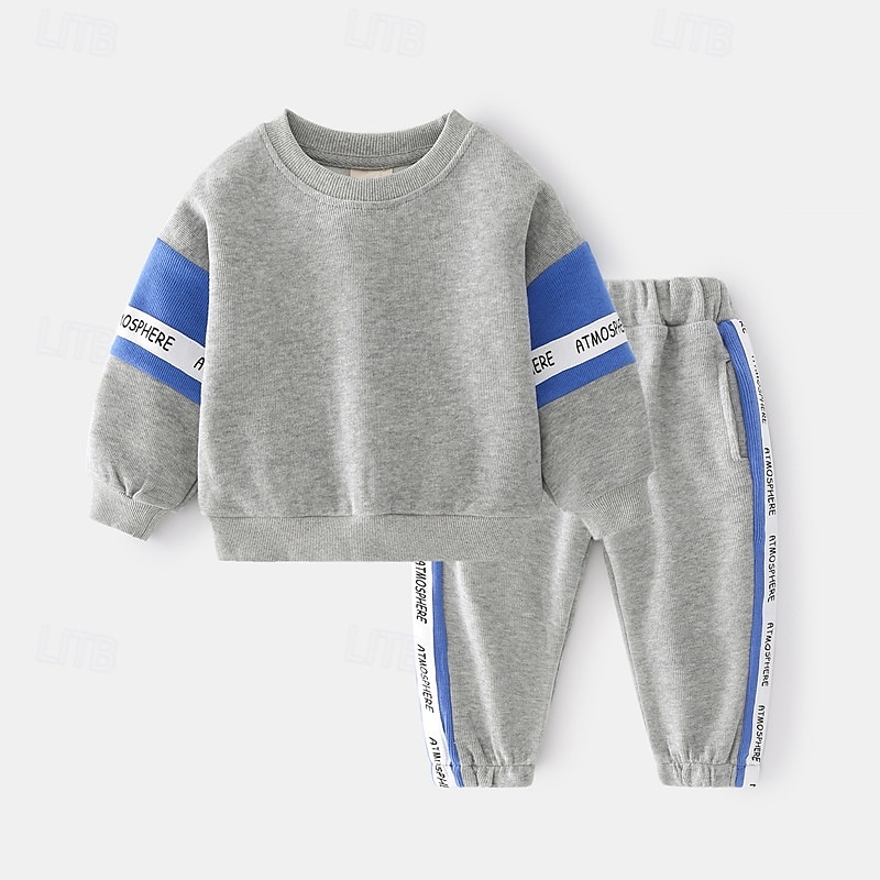 Boys 3D Letter Sports Suit Tracksuits Sweatshirt Set Long Sleeve Spring Fall Daily Casual Comfort Kids 4-7 Years Crew Neck Outdoor Vacation Sports Tailored Fit