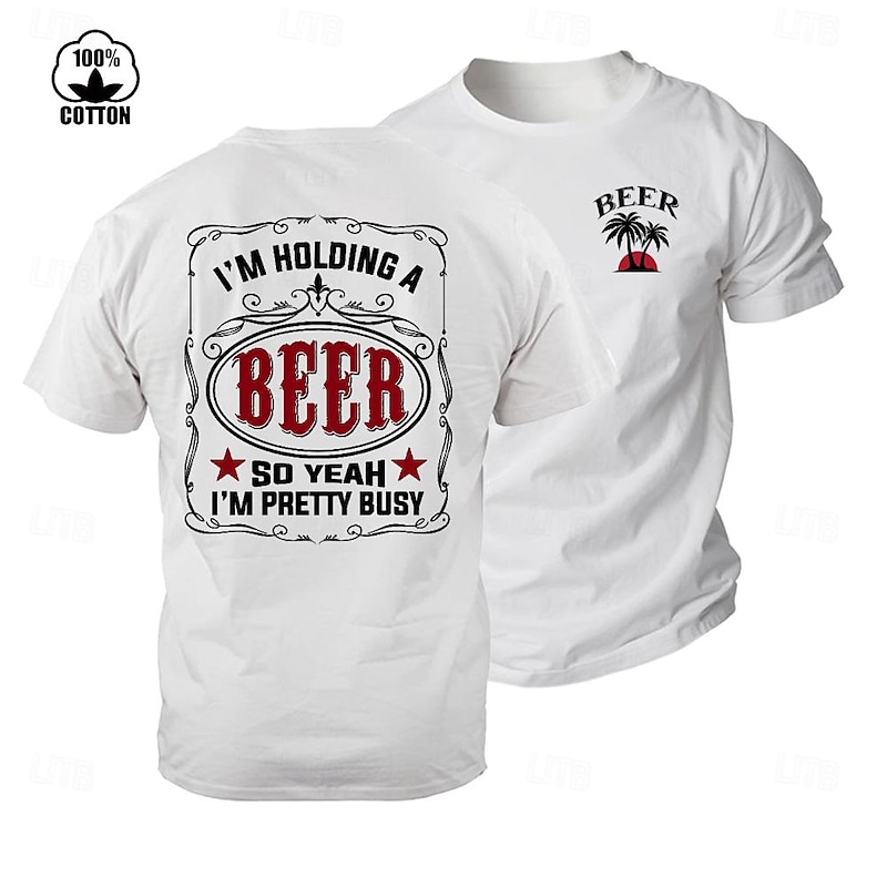 Men's Oktoberfest Beer Letter Print T Shirt Tee Top 100% Cotton Short Sleeve Graphic Shirt Black White Comfortable Tee Street Sports Outdoor Fashion Designer Clothing2