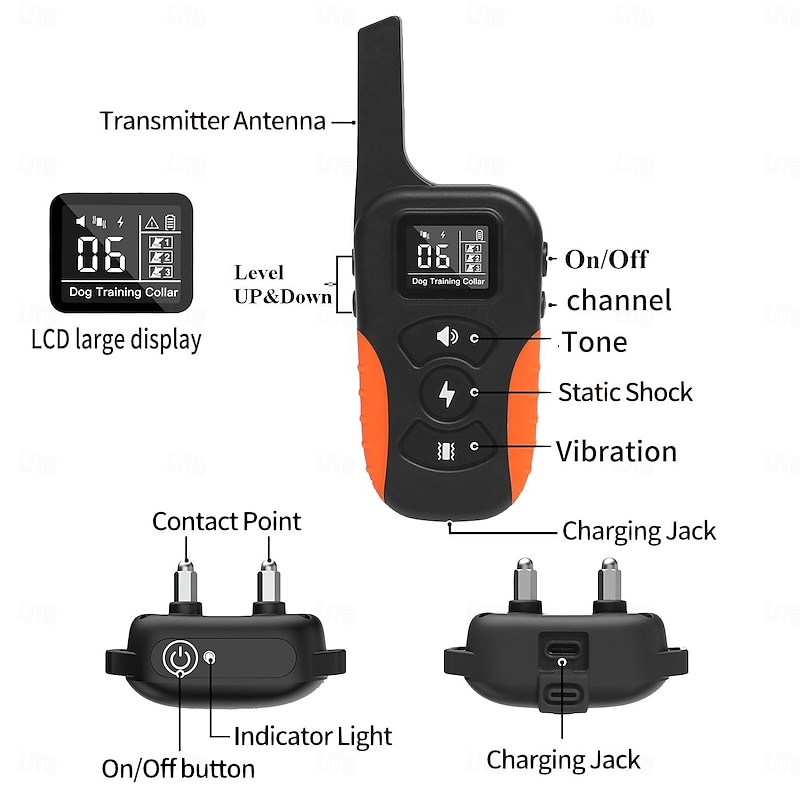 3300ft Range Remote Dog Training Collar Anti Bark Collar 3 Modes Beep(9 Tone) and Vibration Shock  Waterproof & Rechargeable for Small Medium Large Dogs2