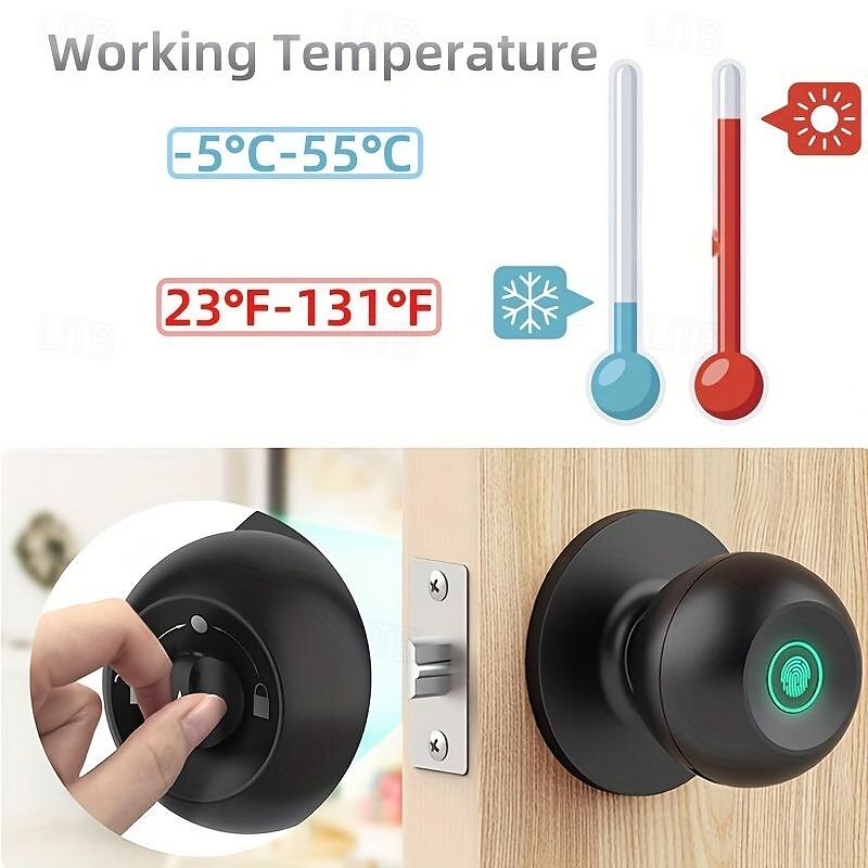 Biometric Smart Door Knob with Tuya App Control Secure Fingerprint Lock for Bedroom Cloakroom Apartments Offices3