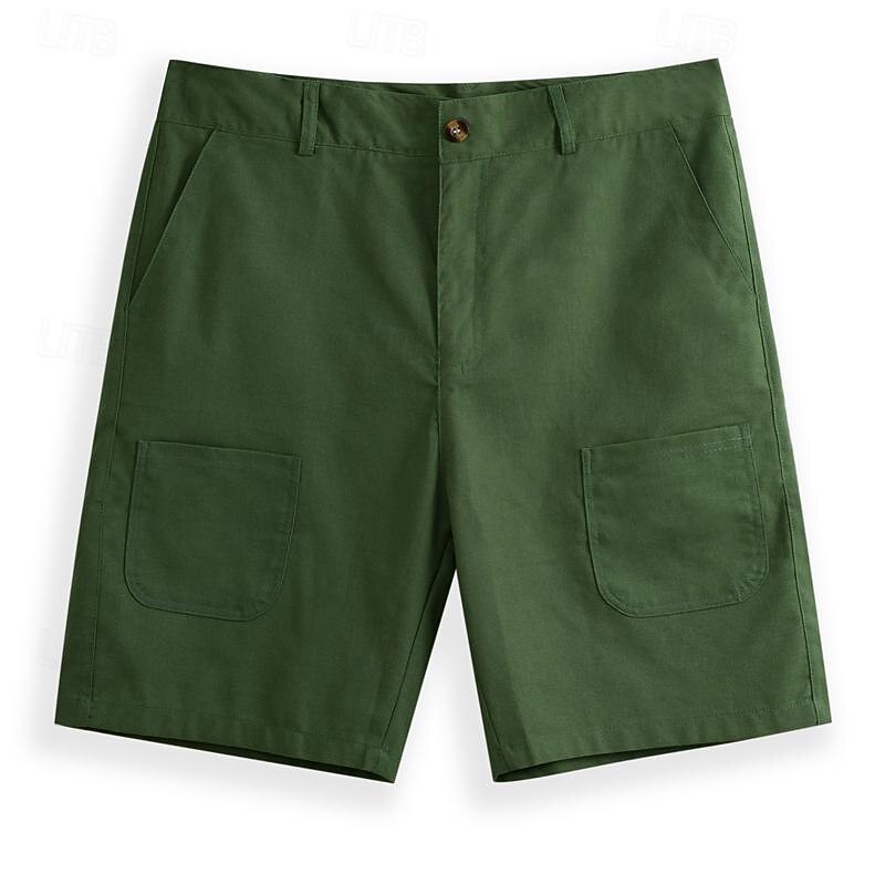 Men's Shorts Linen Shorts Summer Shorts Pocket Front Pocket Straight Leg Plain Comfort Breathable Knee Length Outdoor Vacation Party Fashion Basic White Blue3