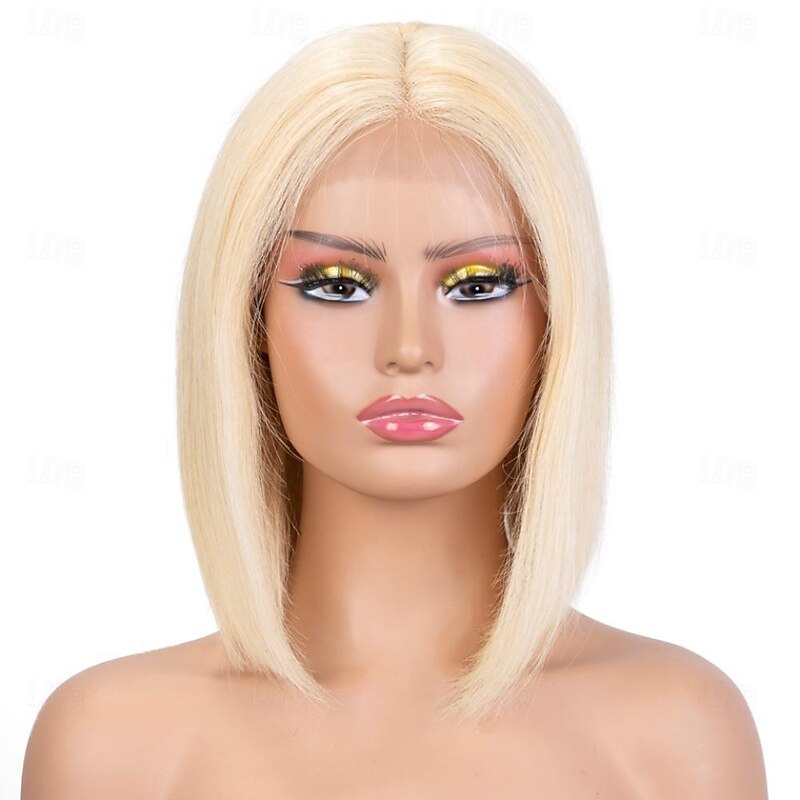 Blonde Bob Wigs Human Hair 613 Blonde Bob Wig 13x4 HD Transparent Lace Front Bob Wigs For Women Pre Plucked With Baby Hair Glueless Short Straight Cut Bob Wig 10 Inch3
