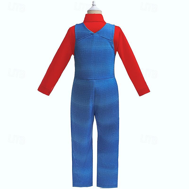 Super Bros Plumber Costume Jumpsuit Cosplay Movie Cosplay for Boys Kid's Carnival Performance Party2