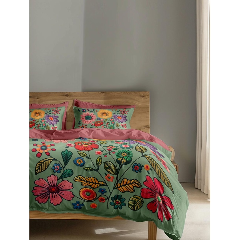 Botanical Floral Duvet Cover Set - Includes Duvet Cover and Pillowcases - Elegant Nature-Inspired Design - Soft and Comfortable Fabric - Perfect for Bedroom Decor