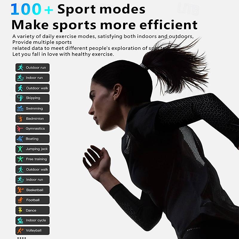 iMosi QX7 Pro Non-invasive Blood Glucose Smart Watch 2.0 inch Smartwatch Fitness Running Watch Bluetooth Temperature Monitoring Pedometer Bluetooth Call Compatible with Android iOS Women Men Waterproo4