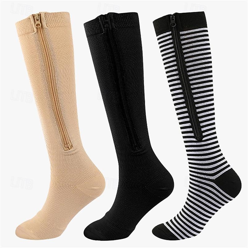 Compression Socks Athletic Sports Socks Running Socks 1 Pair Stripe Women's Tube Socks Breathable Sweat wicking Comfortable Gym Workout Basketball Running Jogging Cycling Sports Stripes Nylon Black