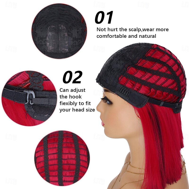 Bob Wigs for Women Short Straight Bob Wig Shoulder Length Wig for Daily Party Use Halloween Cosplay Party Wigs4