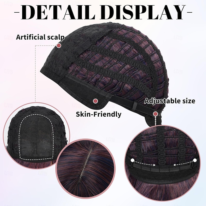 Loose Wave Bob Wig Wavy  with Air Bang Curly Hair Wigs Synthetic Cosplay Party Wigs for Women4